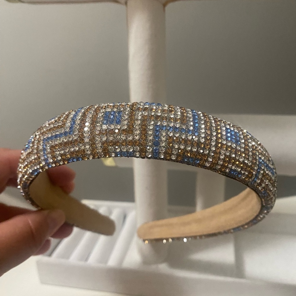 Crystal Mosaic Blue & Gold Padded Headband